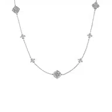 合璧 五花柿蒂纹样 银镀金 项链 女款