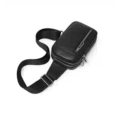 老人头 潮流胸前包通勤百搭高级感 头层牛皮 胸包 常规 男款 黑色