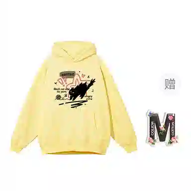 棉购 美式复古潮重磅连帽宽松卡通加绒加厚外套卫衣 男女同款