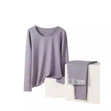 欧迪芬 简约舒适秋衣秋裤新疆纯棉柔软亲肤蓄热锁温圆领冬季薄款修身打底保暖套装 女款