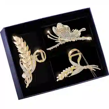 建禄 轻奢麦穗蝴蝶抓夹发饰鲨鱼日常轻奢通勤简约百搭精致高级感优雅气质#好运 合金 发夹 女款