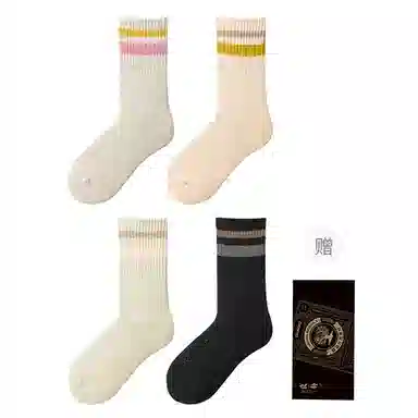 良朴 秋冬加绒加厚毛巾底纯色中筒 女款