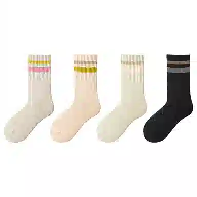 良朴 秋冬加绒加厚毛巾底纯色中筒 女款