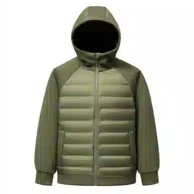 鸭鸭 轻薄拼接连帽休闲户外保暖羽绒服 男女同款