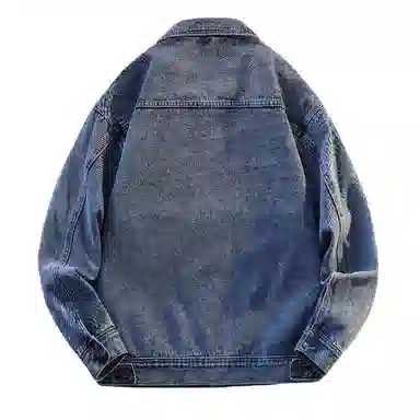 【dme】 美式高街复古水洗口袋翻领单排扣落肩长袖牛仔外套 男女同款