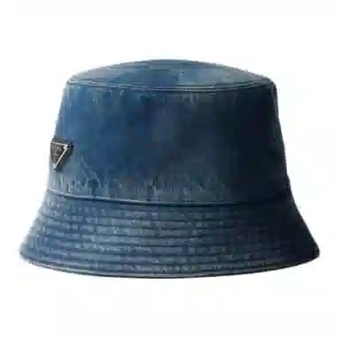 Prada Vintage Denim Cotton Bucket Hat Navy Blue