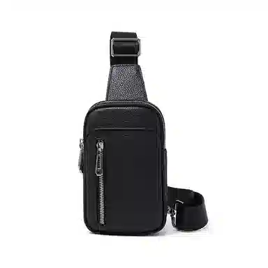 老人头 潮流胸前包通勤百搭高级感 头层牛皮 胸包 常规 男款 黑色