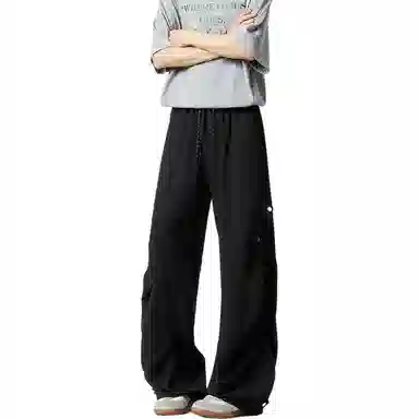 顶峰保罗 美式薄款宽松直筒阔腿伞兵裤无性别主义夏天速干青少年运动休闲裤 男女同款