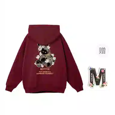 棉购 宽松复古连帽百搭简约休闲卡通卫衣 女款