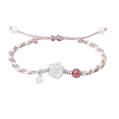 【999纯银 】 色菲尔 新中式莲莲招财 小众设计小清新招财纳福转运珠事业顺利上岸时尚日常通勤百搭可调节#好运 织物 手绳 男女同款情侣款