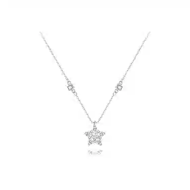 【纯银999】 六桂福珠宝 星光闪耀 小众设计经典百搭学生日常高级感简约精致轻奢转运约会通勤温柔气质可调节 足银 项链 女款