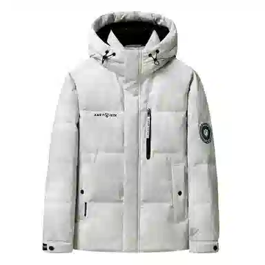 鸭鸭 紫钻系列 中青年时尚韩版潮流百搭短款连帽外套户外运动防风保暖休闲面包羽绒服 男女同款