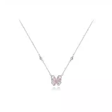 【纯银999】 六桂福珠宝 蝴蝶 经典百搭小众设计高级感学生日常简约精致轻奢转运约会通勤温柔气质可调节锁骨链#好运 足银 项链  女款