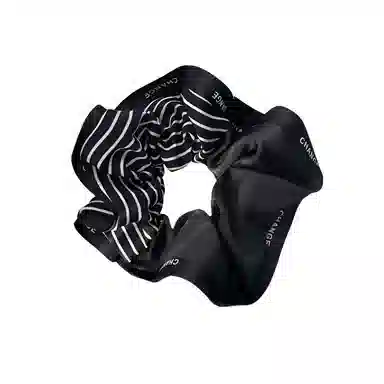 丹琴 韩版黑色拼接条纹大肠圈高级感气质百搭扎马尾发绳法式头绳 布艺 发圈 女款