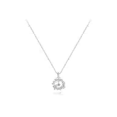 【纯银999】 六桂福珠宝 蝶舞花环 经典百搭小众设计高级感学生日常精致简约轻奢转运约会通勤温柔气质可调节锁骨链 足银 项链 女款