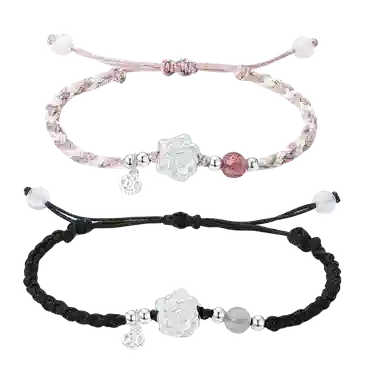 【999纯银 】 色菲尔 新中式莲莲招财 小众设计小清新招财纳福转运珠事业顺利上岸时尚日常通勤百搭可调节#好运 织物 手绳 男女同款情侣款