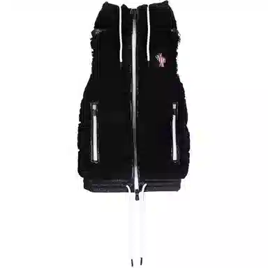 Moncler Logo Mid-Length Hooded Vest Black