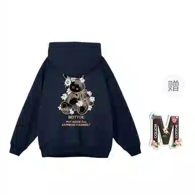 棉购 宽松复古连帽百搭简约休闲卡通卫衣 女款
