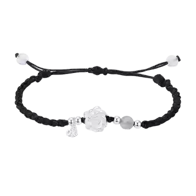 【999纯银 】 色菲尔 新中式莲莲招财 小众设计小清新招财纳福转运珠事业顺利上岸时尚日常通勤百搭可调节#好运 织物 手绳 男女同款情侣款