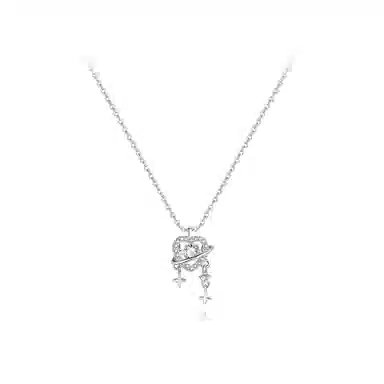 【纯银999】 六桂福珠宝 爱心 经典百搭小众设计学生日常高级感简约精致轻奢转运约会通勤温柔气质可调节锁骨链  足银 项链 女款