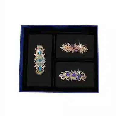 缔晶 轻奢闪耀法式时尚弹簧夹套装 高级精致通勤风后脑勺发饰 合金 发夹 女款