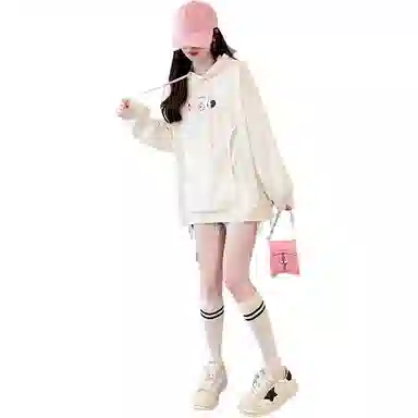 沐晓欣 连帽薄款卡通卫衣 女款