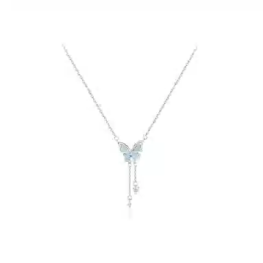 【纯银999】 六桂福珠宝 星光蝴蝶 小众设计百搭经典高级感学生日常精致简约轻奢转运约会通勤温柔气质可调节锁骨链#好运 足银 项链  女款