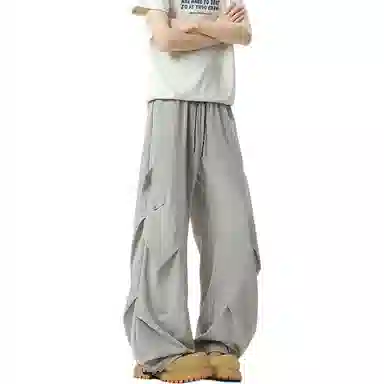 顶峰保罗 美式薄款宽松直筒阔腿伞兵裤无性别主义夏天速干青少年运动休闲裤 男女同款