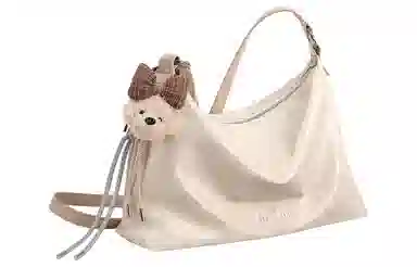 TOUTOU Retro Dog Pendant Shoulder Bag Chocolate Cream