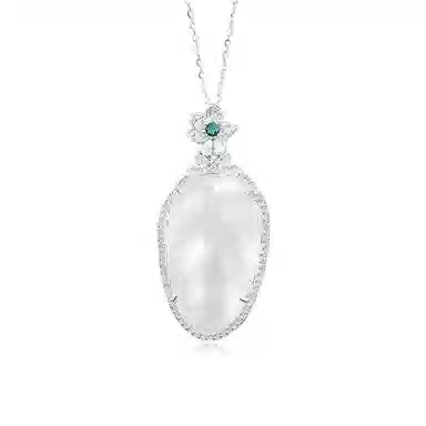 【S925纯银 高品质】 七七银饰 一叶富贵锁骨链 新中式小众设计轻奢简约百搭 清冷贵气感精致时尚 告白 约会礼盒#好运 玉髓 项链 女款