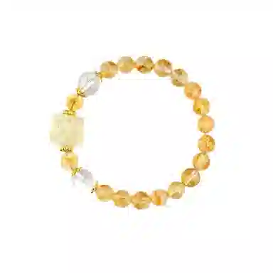 遇点 醒狮手链 #好运小众轻奢风新中式国潮气质精致简约百搭手饰品天然 黄水晶 手串 女款