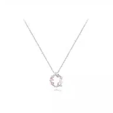 【纯银999】 六桂福珠宝 花环 经典百搭小众设计高级感学生日常简约精致轻奢转运约会通勤温柔气质可调节锁骨链 足银 项链 女款