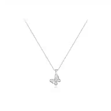 【纯银999】 六桂福珠宝 闪耀蝴蝶 小众设计经典百搭学生日常高级感简约精致轻奢转运约会通勤温柔气质可调节锁骨链#好运 足银 项链 女款