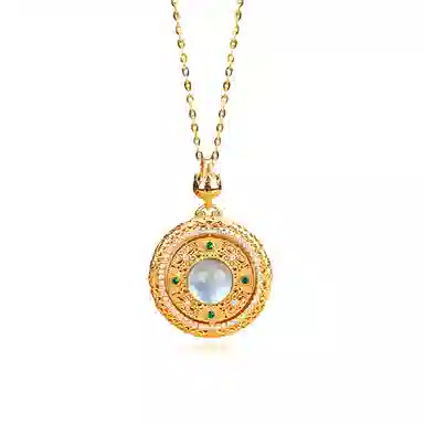 【S925纯银 高品质】 七七银饰 八宝罗盘 新中式国风复古 转动罗盘风生水起显白贵气感 转运顺遂#好运 琉璃 项链 女款