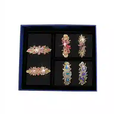 缔晶 轻奢闪耀法式时尚弹簧夹套装 高级精致通勤风后脑勺发饰 合金 发夹 女款