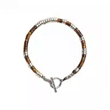 子婳 时尚复古潮流银隔片直切药片单圈串珠新中式国风轻奢高级感个性街头嘻哈风格#好运 虎眼石 手串 男女同款情侣款