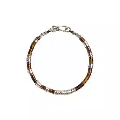 子婳 时尚复古潮流银隔片直切药片单圈串珠新中式国风轻奢高级感个性街头嘻哈风格#好运 虎眼石 手串 男女同款情侣款