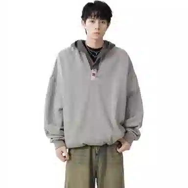 北极绒 纯色套头宽松休闲卫衣 男款