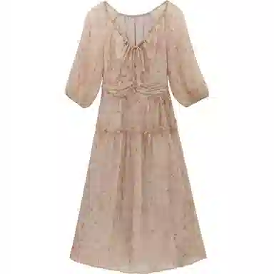 谜秀 显瘦 时尚 温柔 有气质 清新长袖连衣裙 女款