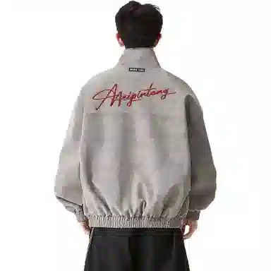 MEIPIN TANG Retro Logo Leather Jacket