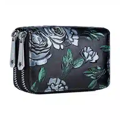 掐尖 彩绘多卡位多功能时尚潮流 牛皮 卡包 常规 女款 多色