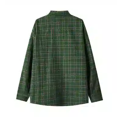 曼城 美式街头时尚个性复古单排扣格子慵懒风翻领夹克外套情侣款男友风长袖衬衫 男女同款