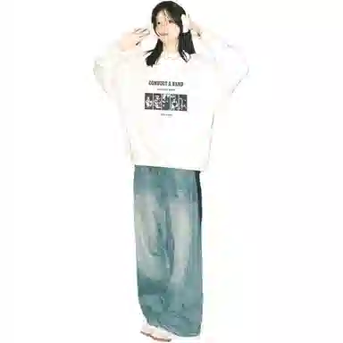 邓大喵 宽松加厚加绒女秋冬季韩版圆领上衣高级感超好看卫衣 女款