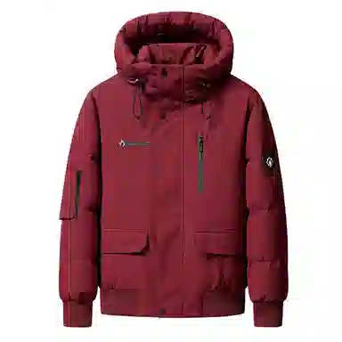 鸭鸭 紫钻系列连帽工装户外风休闲保暖纯色时尚简约短款羽绒服 男女同款