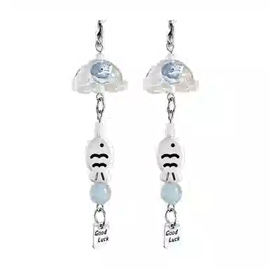 饰伴 游灵小鱼挂饰幸运小鱼 日常百搭 书包钥匙 小众设计日常百搭 合金 挂件 男女同款情侣款