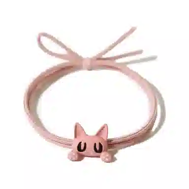 【大眼小萌猫百搭】 攸委 可爱俏皮小黑猫头绳学生少女甜美日韩扎马尾橡皮筋 锦纶 高弹力男友情侣一对两用发绳发圈扎头可调节 女款