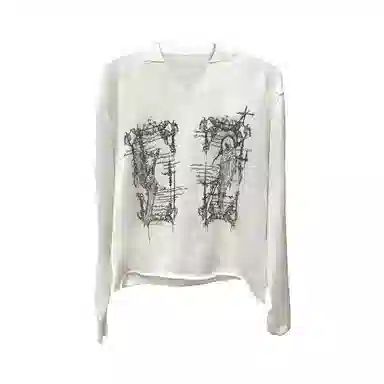 WANNA LAB 25FW Angel Reaper Rune V-Neck Knit Long Sleeve Tee