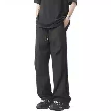 微牛 休闲百搭时尚潮流潮牌褶皱冰丝裤降落伞兵裤男垂感拖地长裤工装裤 男款
