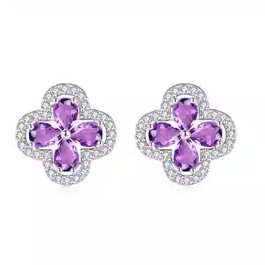 【925银养耳】四叶草 老凤祥 甜美糖果 轻奢时尚高级感显气质 日常通勤百搭耳洞耳饰耳环#好运天然 紫水晶 耳钉 女款