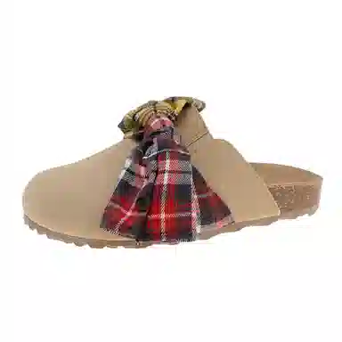 乐乐鱼 大蝴蝶结一脚蹬浅口凉拖 防磨防滑包头拖鞋 女